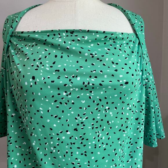 Ann Taylor Square Neck 3/4 Sleeve Green Career Blouse Size XL Petite - Picture 4 of 9